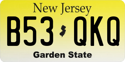 NJ license plate B53QKQ