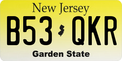NJ license plate B53QKR