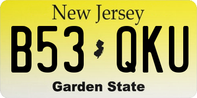NJ license plate B53QKU