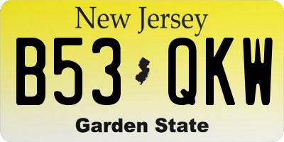 NJ license plate B53QKW