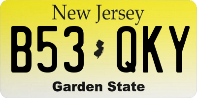 NJ license plate B53QKY