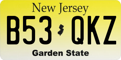 NJ license plate B53QKZ