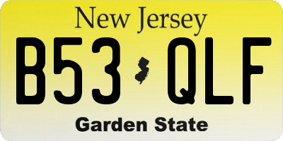 NJ license plate B53QLF