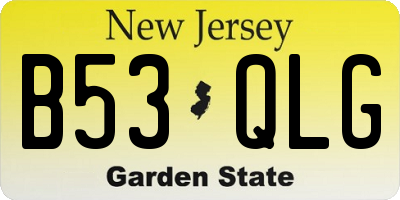 NJ license plate B53QLG