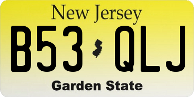 NJ license plate B53QLJ