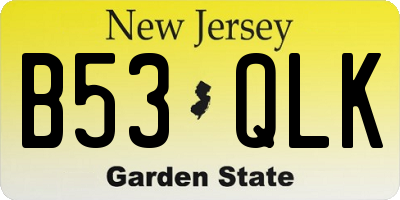 NJ license plate B53QLK