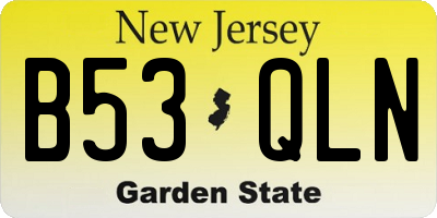 NJ license plate B53QLN