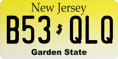 NJ license plate B53QLQ