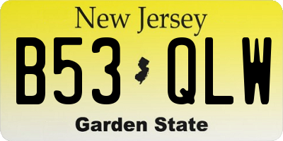 NJ license plate B53QLW