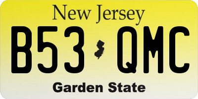 NJ license plate B53QMC