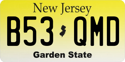 NJ license plate B53QMD