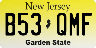 NJ license plate B53QMF