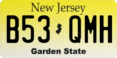 NJ license plate B53QMH