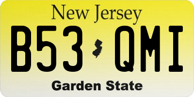 NJ license plate B53QMI