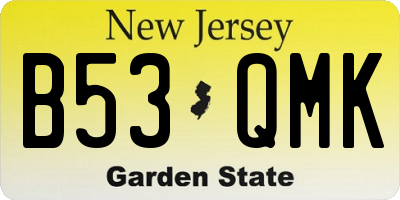 NJ license plate B53QMK