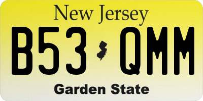 NJ license plate B53QMM