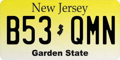 NJ license plate B53QMN