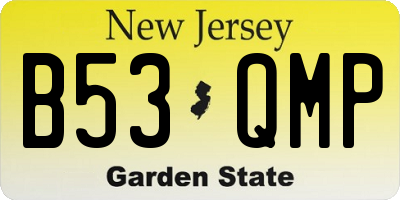 NJ license plate B53QMP
