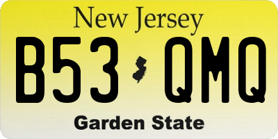 NJ license plate B53QMQ