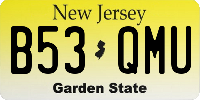 NJ license plate B53QMU