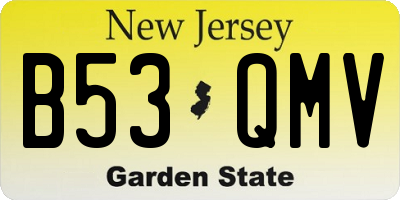 NJ license plate B53QMV