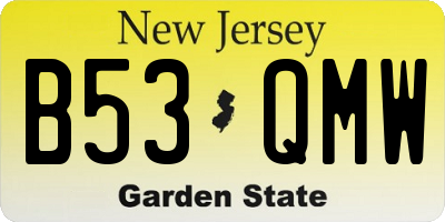 NJ license plate B53QMW