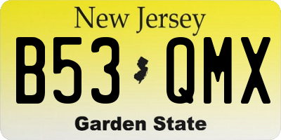 NJ license plate B53QMX
