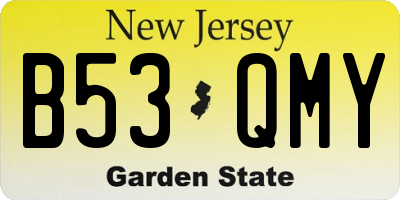 NJ license plate B53QMY
