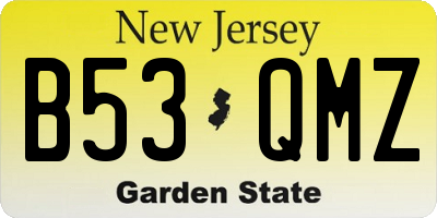 NJ license plate B53QMZ