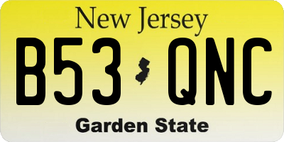 NJ license plate B53QNC