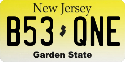 NJ license plate B53QNE