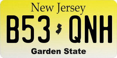 NJ license plate B53QNH