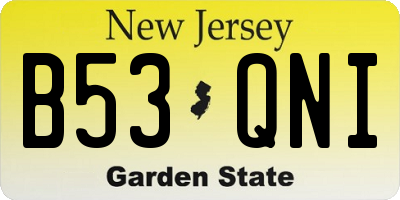 NJ license plate B53QNI