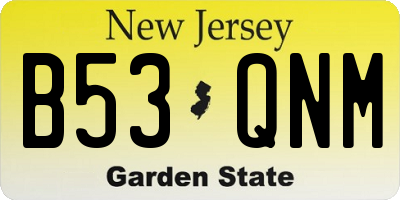 NJ license plate B53QNM