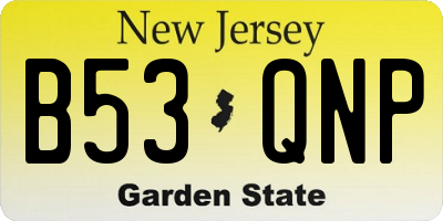 NJ license plate B53QNP