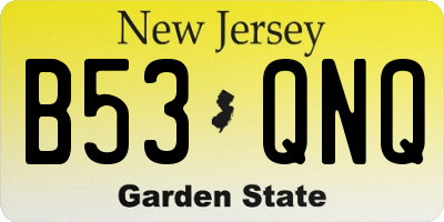 NJ license plate B53QNQ