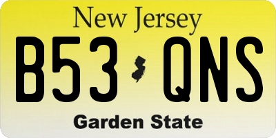NJ license plate B53QNS