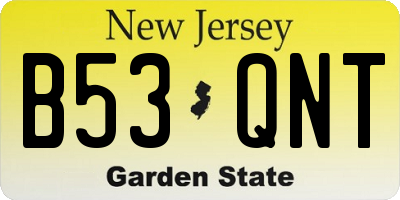 NJ license plate B53QNT