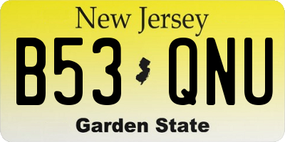 NJ license plate B53QNU