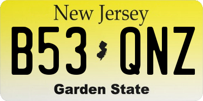 NJ license plate B53QNZ