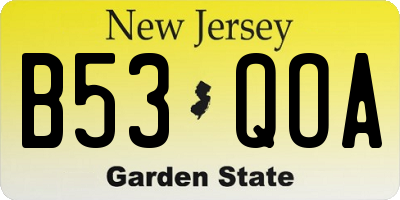 NJ license plate B53QOA