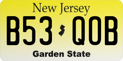 NJ license plate B53QOB