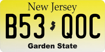 NJ license plate B53QOC