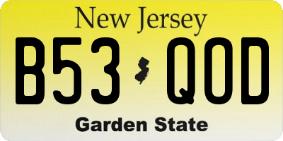 NJ license plate B53QOD