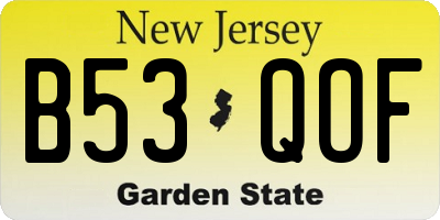 NJ license plate B53QOF