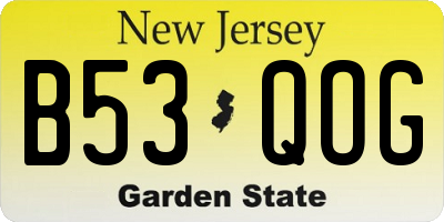 NJ license plate B53QOG