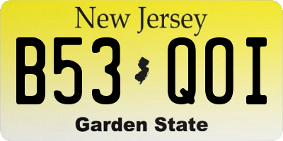 NJ license plate B53QOI
