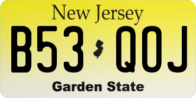 NJ license plate B53QOJ