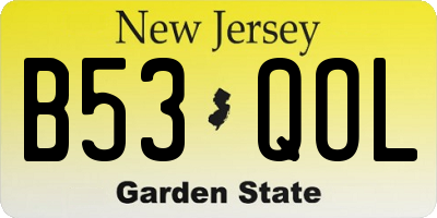 NJ license plate B53QOL