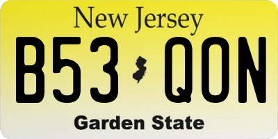 NJ license plate B53QON